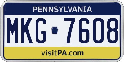 PA license plate MKG7608