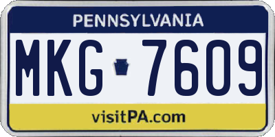 PA license plate MKG7609