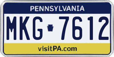 PA license plate MKG7612