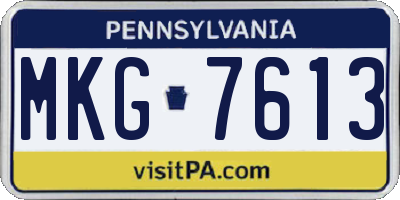PA license plate MKG7613