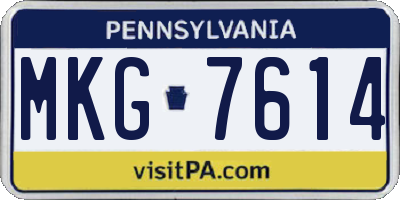 PA license plate MKG7614