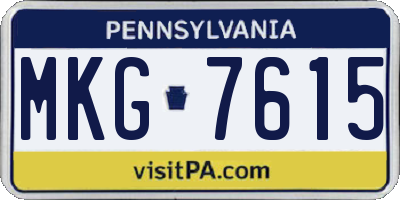 PA license plate MKG7615