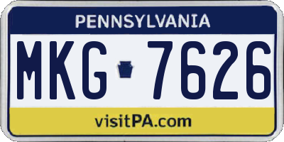 PA license plate MKG7626