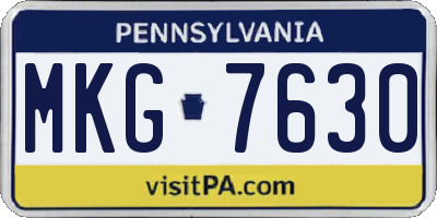 PA license plate MKG7630