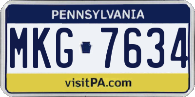 PA license plate MKG7634