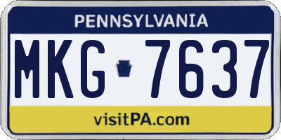 PA license plate MKG7637