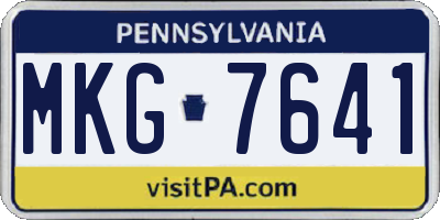 PA license plate MKG7641
