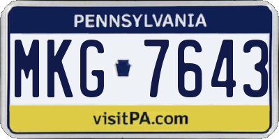 PA license plate MKG7643
