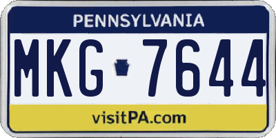 PA license plate MKG7644