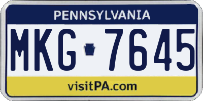 PA license plate MKG7645