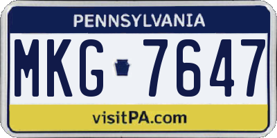 PA license plate MKG7647