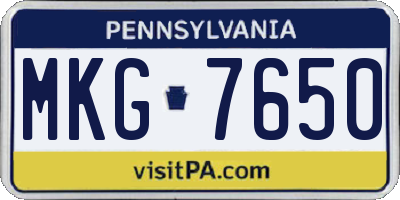 PA license plate MKG7650