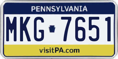 PA license plate MKG7651