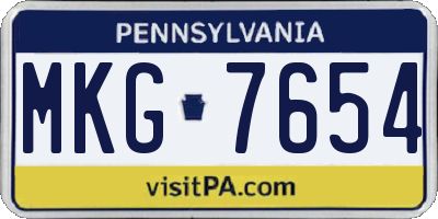 PA license plate MKG7654