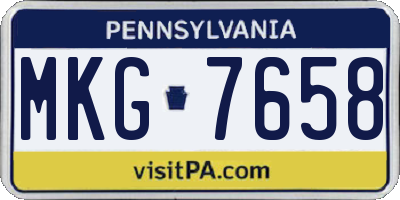 PA license plate MKG7658