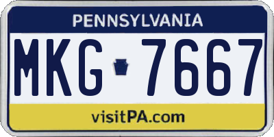 PA license plate MKG7667