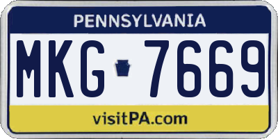 PA license plate MKG7669