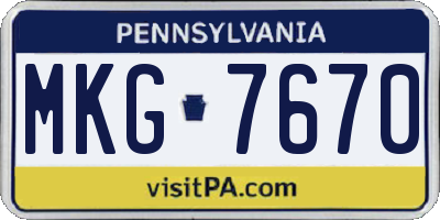 PA license plate MKG7670