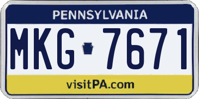 PA license plate MKG7671
