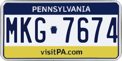 PA license plate MKG7674