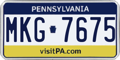 PA license plate MKG7675