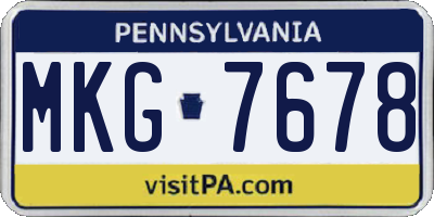 PA license plate MKG7678