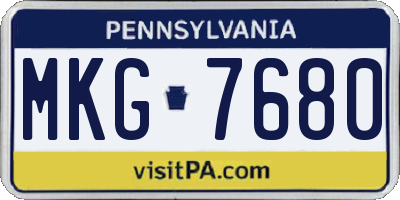 PA license plate MKG7680