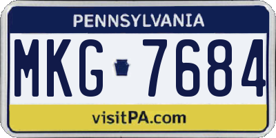 PA license plate MKG7684