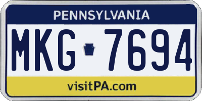 PA license plate MKG7694