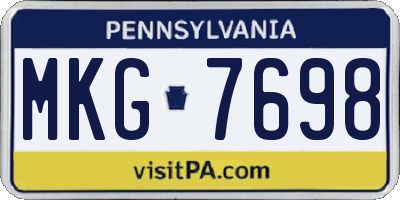 PA license plate MKG7698