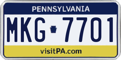 PA license plate MKG7701