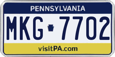 PA license plate MKG7702