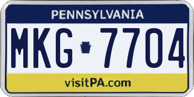 PA license plate MKG7704