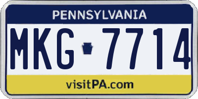PA license plate MKG7714