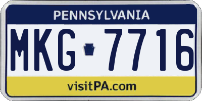 PA license plate MKG7716