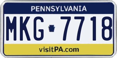 PA license plate MKG7718
