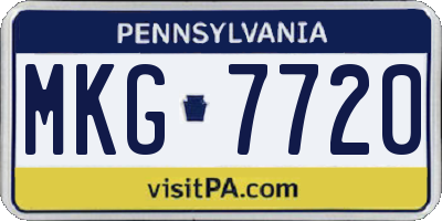PA license plate MKG7720