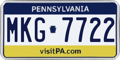 PA license plate MKG7722