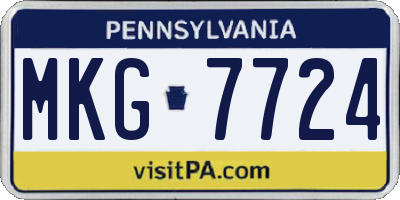 PA license plate MKG7724