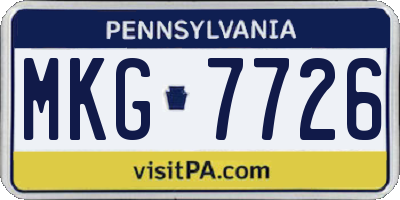 PA license plate MKG7726