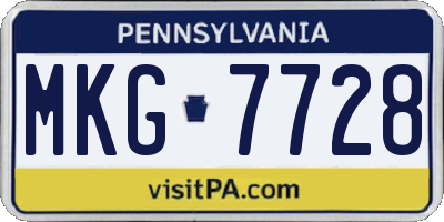 PA license plate MKG7728