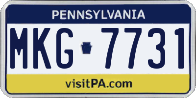 PA license plate MKG7731