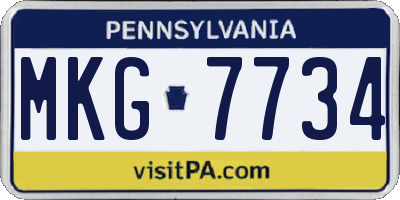 PA license plate MKG7734