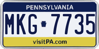 PA license plate MKG7735