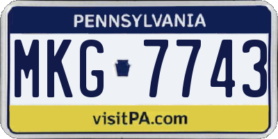 PA license plate MKG7743