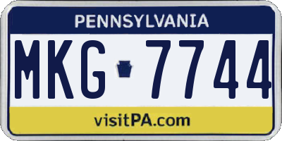 PA license plate MKG7744