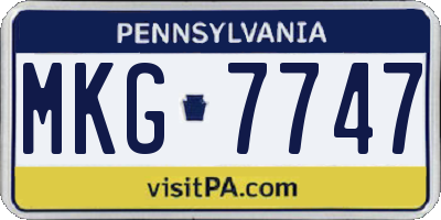 PA license plate MKG7747