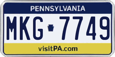 PA license plate MKG7749