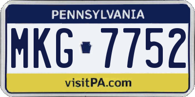PA license plate MKG7752