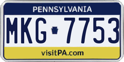 PA license plate MKG7753